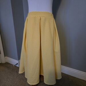 NWOT Lularoe Yellow Polka Dot Midi Skirt Large